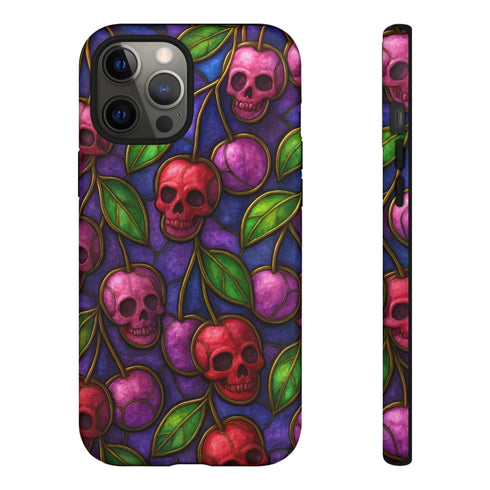 Stained Glass Cherry Skull Phone Case