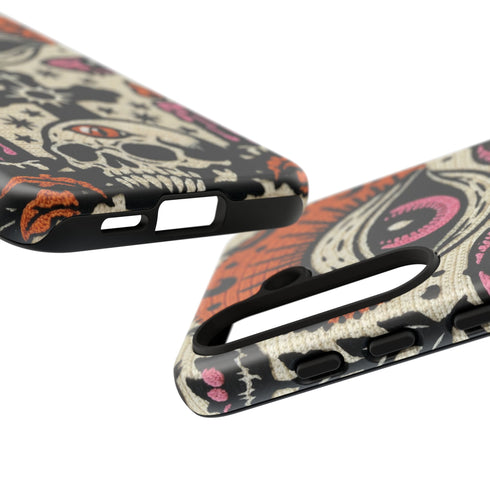 Gothic Faux Crochet Phone Case - Whimsigoth Evil Eye Skull Cover