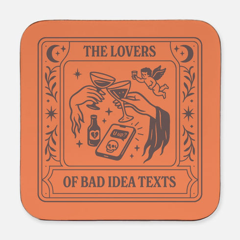 Tarot Card Drink Coasters Set of 4 - Dopamine Decor for Pastel Goth Bar Cart Accessories