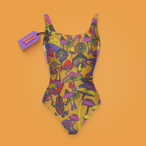 a bathing suit with a tag attached to it