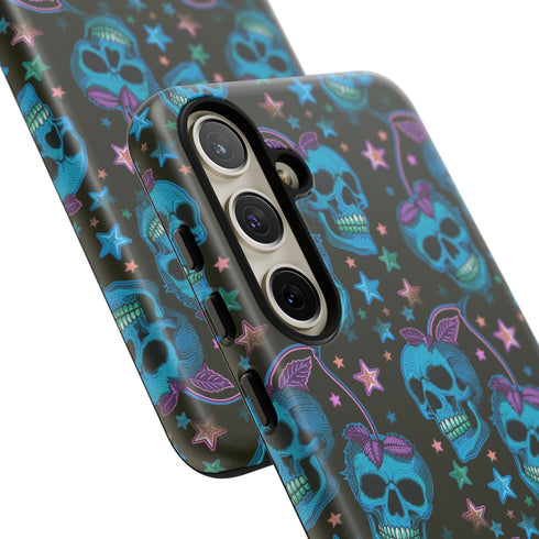 Skull Cherry Phone Case in Blue