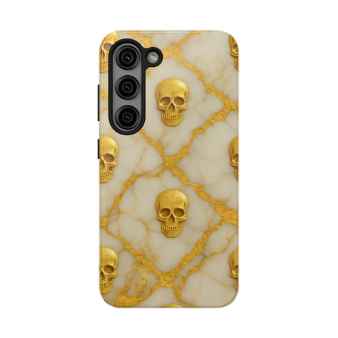 Marble Gold and White Skull Phone Case