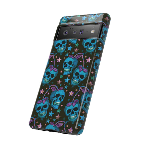 Skull Cherry Phone Case in Blue