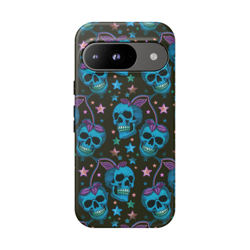 Skull Cherry Phone Case in Blue