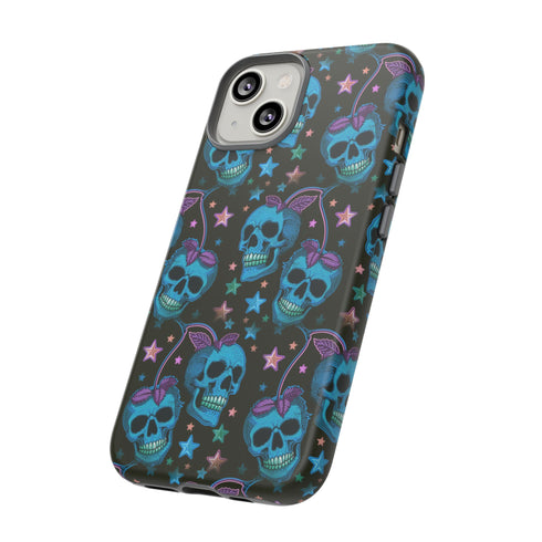 Skull Cherry Phone Case in Blue