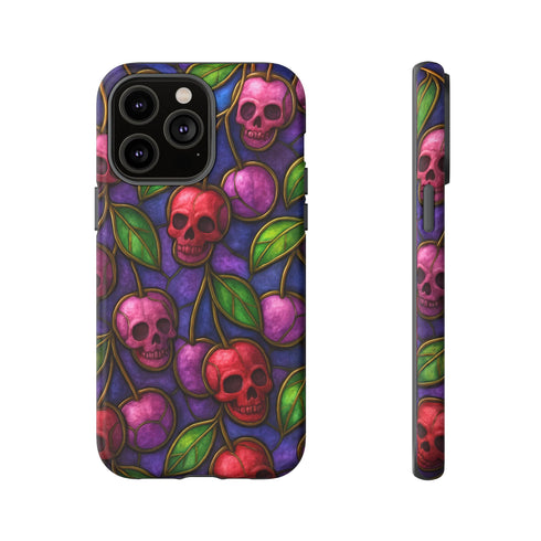 Stained Glass Cherry Skull Phone Case