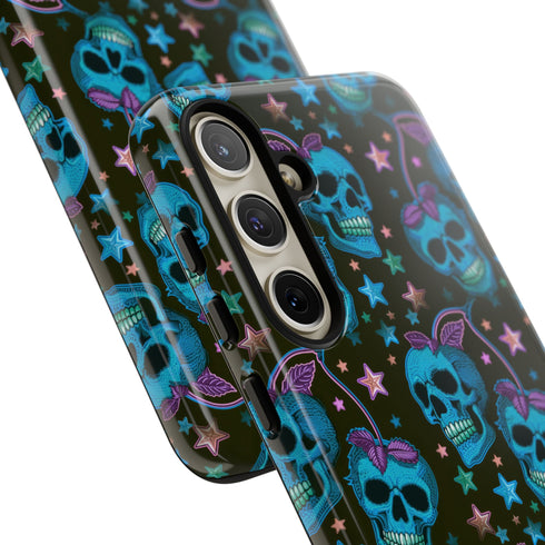 Skull Cherry Phone Case in Blue