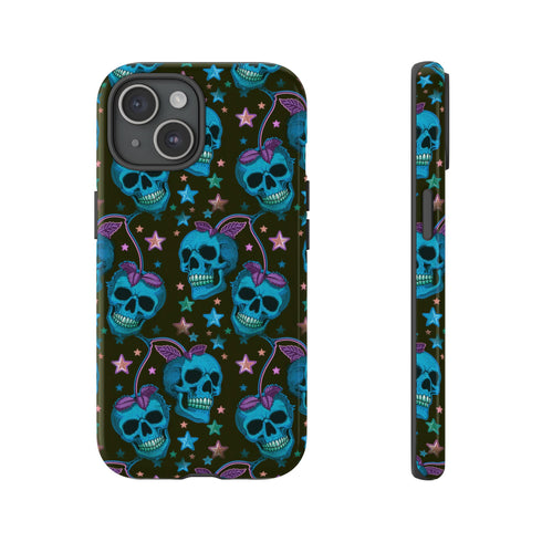 Skull Cherry Phone Case in Blue