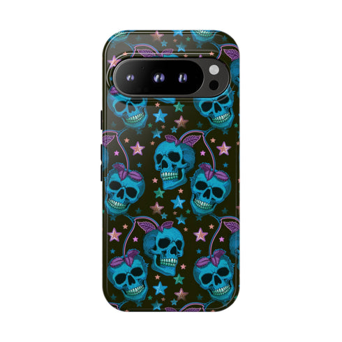 Skull Cherry Phone Case in Blue