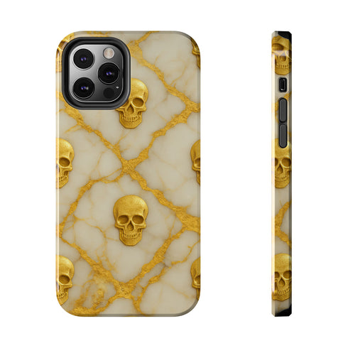 Marble Gold and White Skull Phone Case