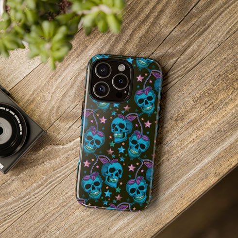 Skull Cherry Phone Case in Blue