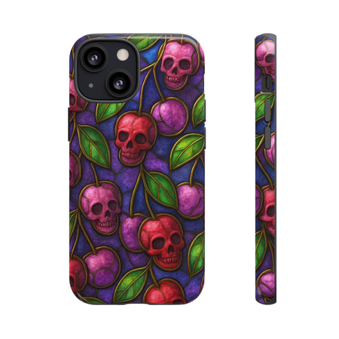 Stained Glass Cherry Skull Phone Case