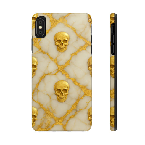 Marble Gold and White Skull Phone Case