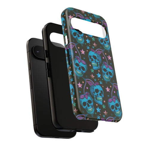 Skull Cherry Phone Case in Blue