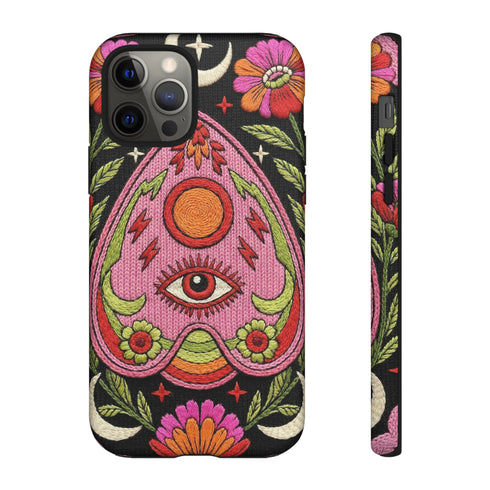 Evil Eye Phone Case Planchette Design, Goth Boho Aesthetic Floral iPhone Case