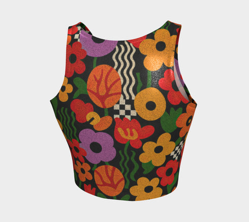 Floral Crop Top – Psychedelic 70s Retro Racerback Tank With UV Protection