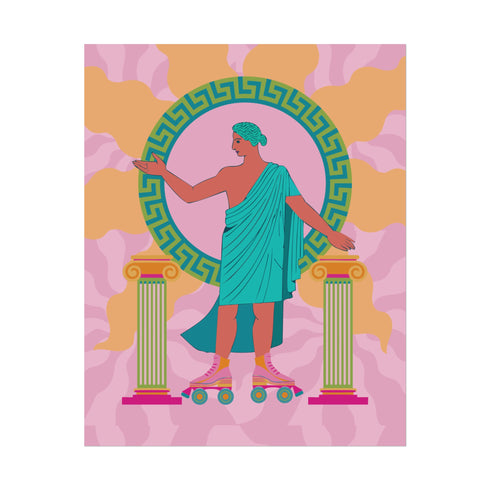 Greek Statue on Roller Skates Art Print