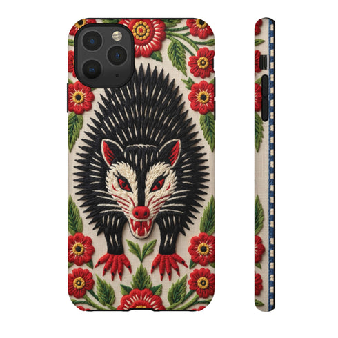 Angry Possum Faux Embroidery Phone Case