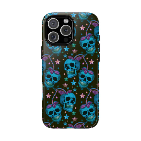 Skull Cherry Phone Case in Blue
