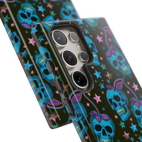 Skull Cherry Phone Case in Blue