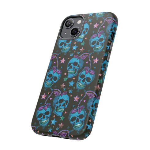 Skull Cherry Phone Case in Blue