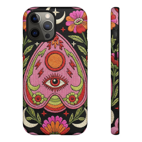 Evil Eye Phone Case Planchette Design, Goth Boho Aesthetic Floral iPhone Case