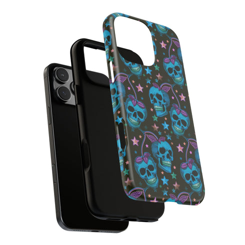 Skull Cherry Phone Case in Blue