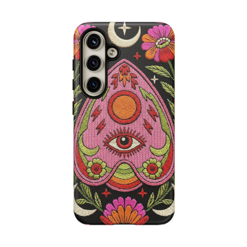 Evil Eye Phone Case Planchette Design, Goth Boho Aesthetic Floral iPhone Case