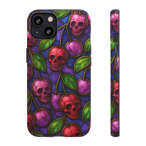 Stained Glass Cherry Skull Phone Case