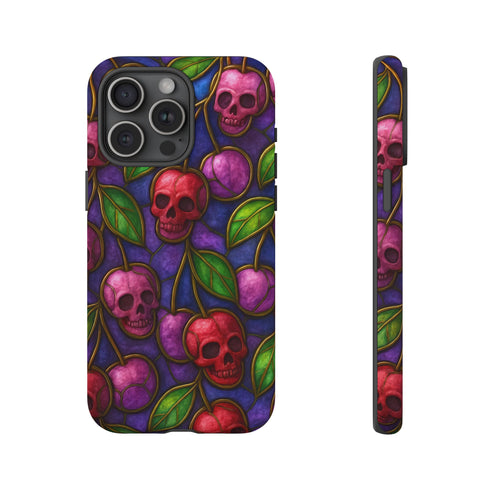 Stained Glass Cherry Skull Phone Case