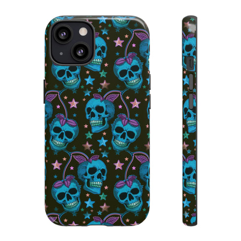 Skull Cherry Phone Case in Blue