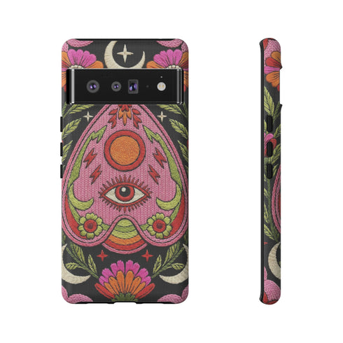 Evil Eye Phone Case Planchette Design, Goth Boho Aesthetic Floral iPhone Case