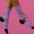 Pink Roller Skate Skull Socks