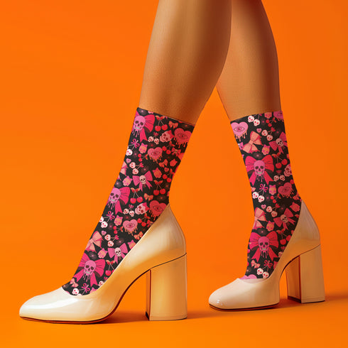 Coquette Cherry Skull Socks