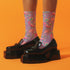 Pink Roller Skate Skull Socks