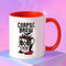 White ceramic coffee mug with “Corpse Brew” text and a spooky cartoon vampire face on a coffee pot. Available in black or orange handle and inner color variations. Standard 11 oz size. Glossy finish with a bold Halloween-inspired gothic design, perfect for horror fans, spooky coffee lovers, or goth kitchen aesthetics.