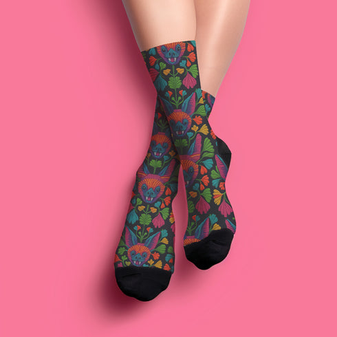 Folk Art Bat Socks