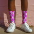 Wavy Cherry Socks in Pink