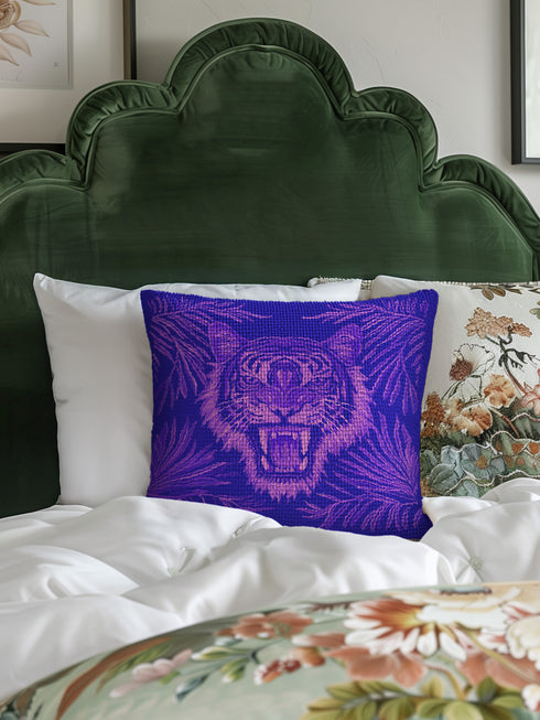 Purple Tiger Woven Pillow