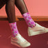 Wavy Cherry Socks in Pink