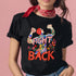 Black T-shirt with a bold "Fight Back" design featuring a woman raising her fists, surrounded by colorful floral details.