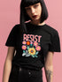 Black unisex t-shirt with "Resist" in bold, embroidered-style floral print. Political activism shirt with a vintage, handcrafted feel.