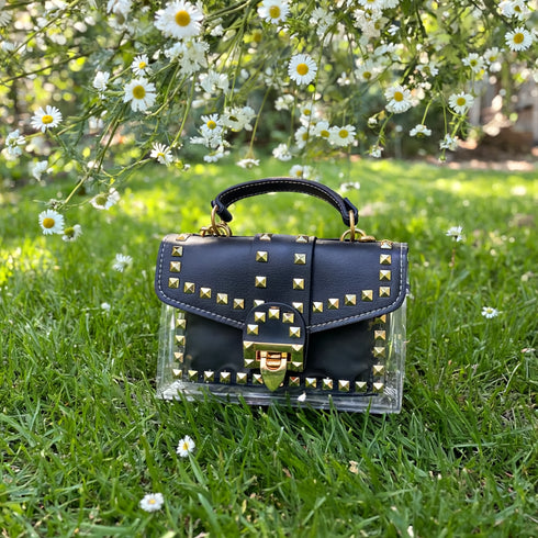 Midnight Gold Studded Satchel