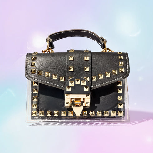 Midnight Gold Studded Satchel