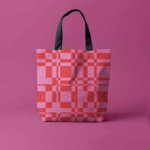 Squared Away Tote in Sunset Candy Red and Pink