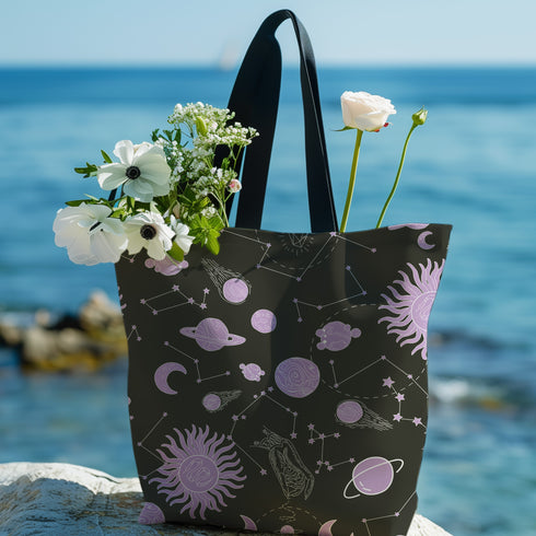 Celestial Cartography Carryall Tote in Midnight Purple