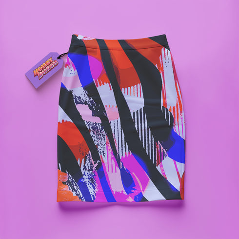 Chaos Fitted Mini Skirt in Red