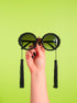 Elton Tassel Oversized Round Sunglasses