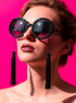Elton Tassel Oversized Round Sunglasses