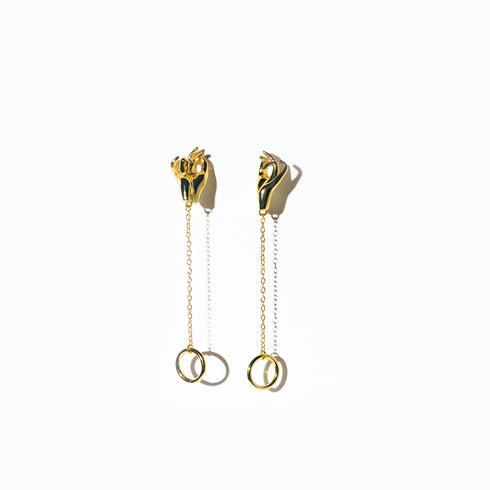 Gathering Hands Circle Drop 14k Gold Earrings